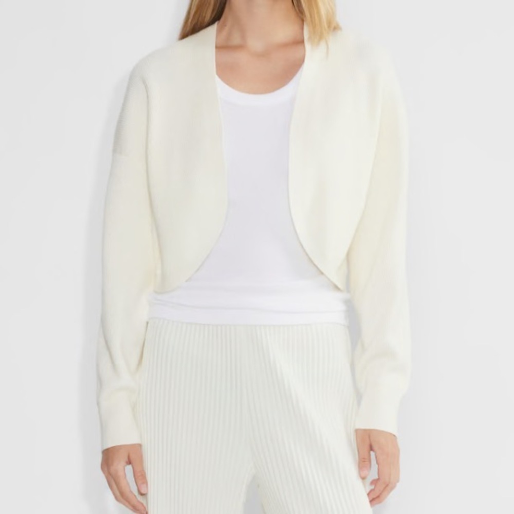 Babaton Ivory Cropped Open-Front Cardigan